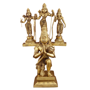 Pure Brass Lord Hanuman Vahana Ram Darbar | 18" x 10" x 8" (45.7 x 25.4 x 20.3 cm) | 12 kg Divine Composition | Unique Sacred Art | Temple Grade